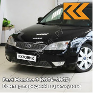 Бампер передний в цвет кузова Ford Mondeo 3 (2004-2007) рестайлинг 17V - PANTHER BLACK - Чёрный